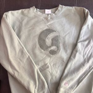 Glossier Crewneck Sweatshirt in Light Sage with Textured Logo
